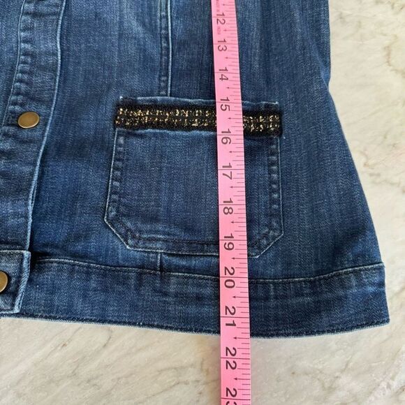 Chico’s Gold Embellished Denim Jeans Jacket with Pockets Size 1/M - Picture 7 of 7